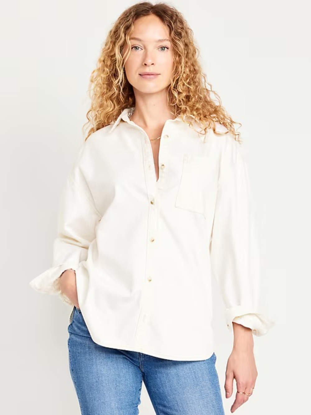Old Navy Boyfriend Button-Down Jean Tunic in XS